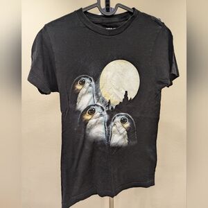 Star Wars The Last Jedi Three Porg Moon T-Shirt Juniors XS Black